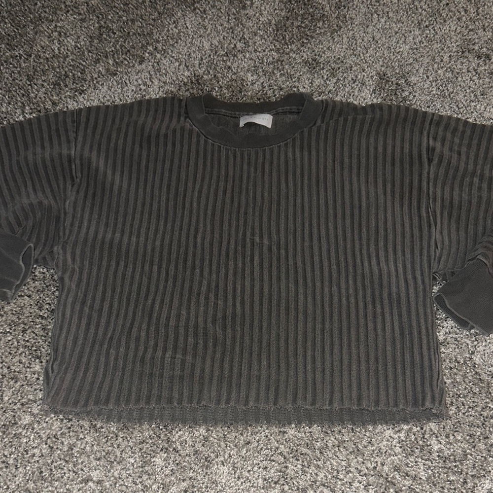 John Elliott Black Ribbed Long Sleeve Tee